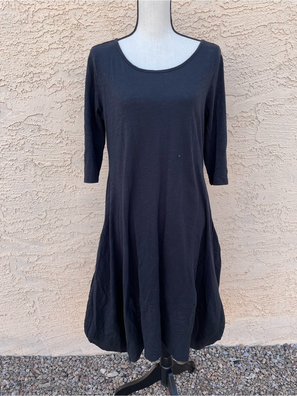 Habitat midi dress minimal pockets lagenlook flare bubble hem modest black small